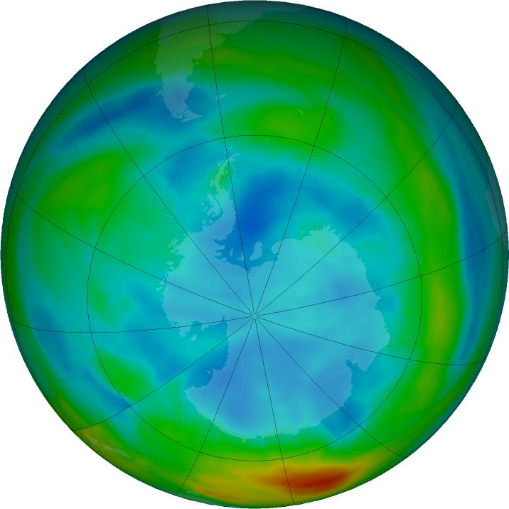 Antarctic ozone map for 31 July 2021